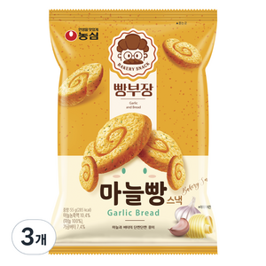 농심 빵부장 마늘빵, 3개, 55g