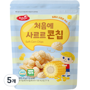 베베스트 유아용 처음에 사르르 옥수수 콘칩 과자, 옥수수맛, 25g, 5개