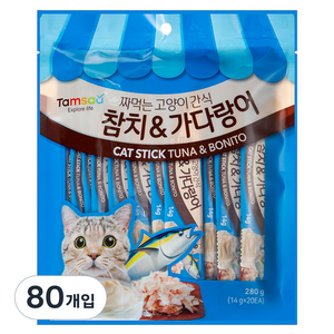 탐사 국내생산 짜먹는 고양이간식, 참치 + 가다랑어, 14g, 80개