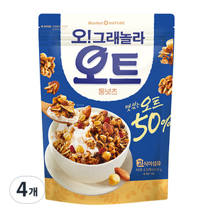 마켓오 오그래놀라 오트 통넛츠 시리얼, 360g, 4개