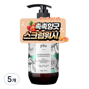 플루 스크럽워시 바디스크럽 자몽피치향, 500g, 5개