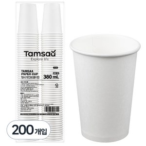 탐사 고평량 종이컵 무인쇄 380ml, 200개