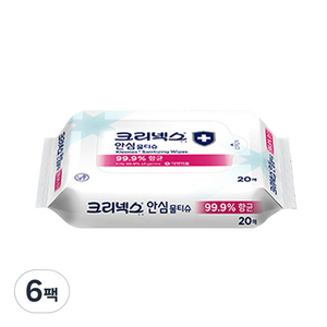 크리넥스 안심 물티슈 휴대용, 20매, 6개