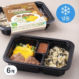 굽네 299 다이어트 도시락 부지깽이 나물밥 & 납작쫄깃 떡갈비 (냉동), 180g, 6개