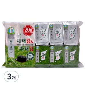 성경식품 지도표 재래식 성경식탁김 4g x 10p + 파래김 4g x 10p, 80g, 3개