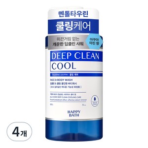 해피바스 딥클린 멘톨 쿨링 케어 올인원 바디워시 시트러스 쏠티향, 900g, 4개