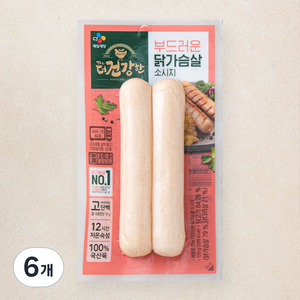 더건강한 닭가슴살 소시지, 120g, 6개