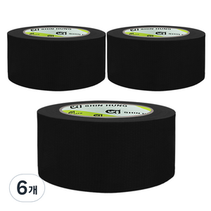 신흥테이프 면테이프 대용량 48mm x 25m 검정, 6개