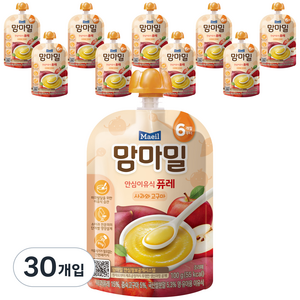 맘마밀 안심 이유식 퓨레 6개월부터, 사과와 고구마, 100g, 30개