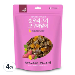 자연애채널펫 순 오리고기 고구마말이 져키 강아지 간식, 오리 + 고구마 혼합맛, 300g, 4개