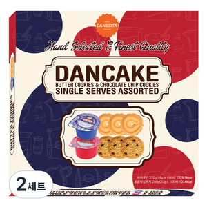 다네시타 댄케이크 어쏘티드 싱글서브 버터쿠키 15p + 초콜릿칩쿠키 10p 세트, 470g, 2개