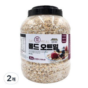 건강곡간 영양가득 롤드오트밀 통, 2kg, 2개