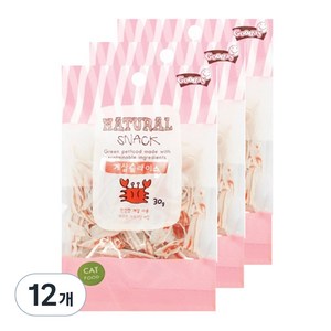 굿데이 네츄럴 스낵 고양이 간식, 게살슬라이스, 30g, 12개