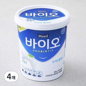 매일바이오 무가당 플레인, 900g, 4개