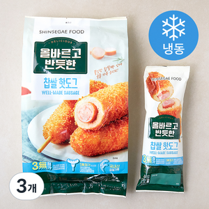 올바르고 반듯한 찹쌀 핫도그 5개입 (냉동), 400g, 3개