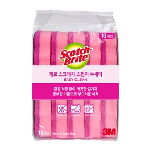 3M 스카치브라이트 제로 스크래치 스펀지 수세미, 10개입, 1개