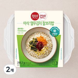햇반컵반 아삭 열무김치 찰보리밥, 295.2g, 2개