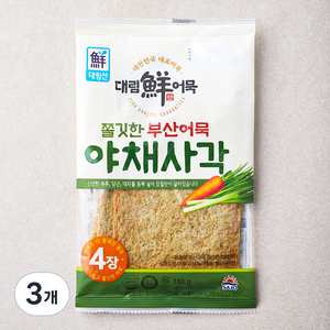 대림선 부산어묵 쫄깃한 야채사각 4장, 180g, 3개