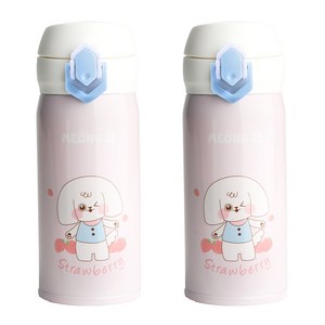 상상앤드 풍냥 멍지 텀블러, 핑크, 350ml, 2개