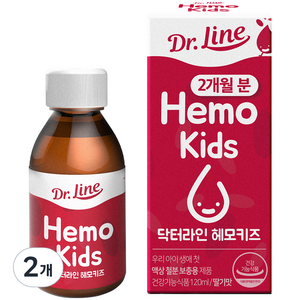 닥터라인 헤모키즈 맛있는 딸기맛 유아철분제, 120ml, 2개