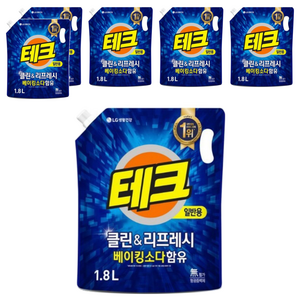 테크 클린 앤 리프레쉬 액체세제 일반 리필, 1.8L, 6개