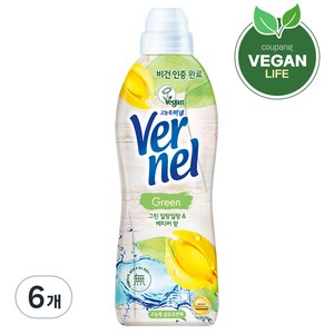 버넬 그린 고농축 섬유유연제 일랑일랑 앤 베티버 본품, 6개, 900ml