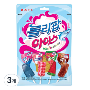 롯데웰푸드 롤리팝 아이스 캔디, 132g, 3개