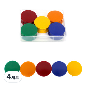 칼라원형 냉장고 자석 2종 x 5p 세트 32mm, 혼합색상, 4세트