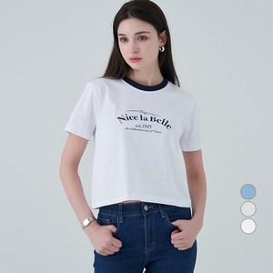 ELLEPARIS 여성용 세미크롭 Belle 반팔 티셔츠