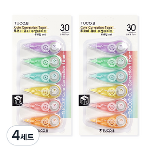 투코비 큐티 수정테이프 6종, 혼합색상, 4세트