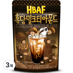 바프 흑당 밀크티 아몬드, 120g, 3개