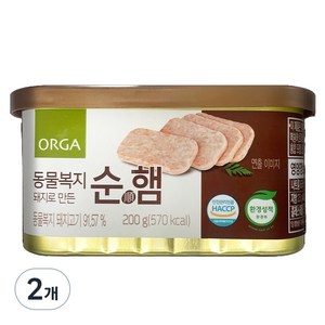 ORGA 동물복지 돼지로 만든 순햄 200g, 2개