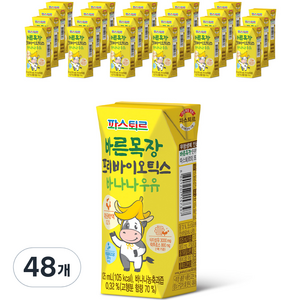 파스퇴르 바른목장 프리바이오틱스 바나나우유, 125ml, 48개