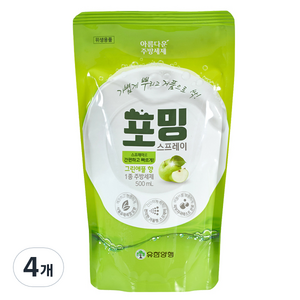 유한양행 포밍 스프레이 주방세제 리필, 500ml, 4개