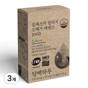 담백하루 비타민D 600IU 알래스카 알티지 오메가 에센스 1000 37.56g, 3개, 30정