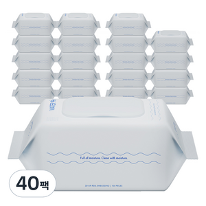 워터 초순수 저자극 베이직 아기물티슈 캡형, 100매, 40개