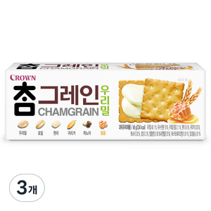 크라운 참그레인 우리밀 과자, 48g, 3개