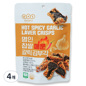 오희숙전통부각 명인 찹쌀 매운 갈릭 김부각, 40g, 4개