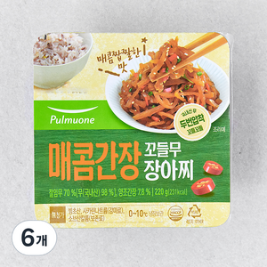 풀무원 매콤간장 꼬들무 장아찌, 220g, 6개