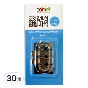 코멧 강력한 원형 자석 12mm x T 3mm, 실버, 30개