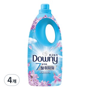 다우니 초고농축 7일 지속 탈취파워 섬유유연제 레몬그라스와 라일락 본품, 2L, 4개