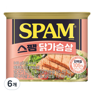 스팸 닭가슴살, 340g, 6개