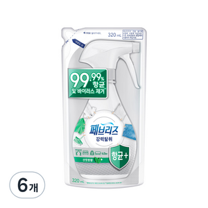 페브리즈 항균 플러스 섬유탈취제 산뜻한향 리필, 320ml, 6개