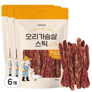 반려소반 강아지 건강한 수제간식 육포, 오리가슴살, 100g, 6개