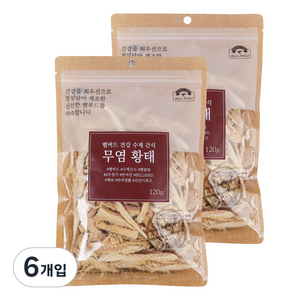 벨버드 건강수제간식, 무염황태 맛, 120g, 6개