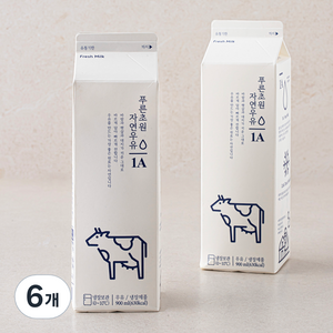 푸른초원 자연우유 1A, 900ml, 6개