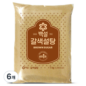 백설 갈색설탕, 1kg, 6개