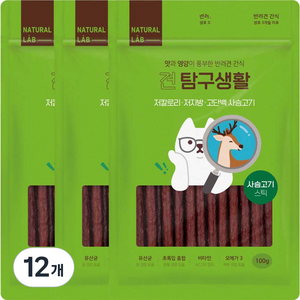 내츄럴랩 강아지 견탐구생활 스틱 간식, 사슴고기, 100g, 12개