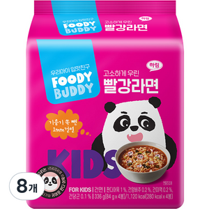 푸디버디 빨강라면, 84g, 8개