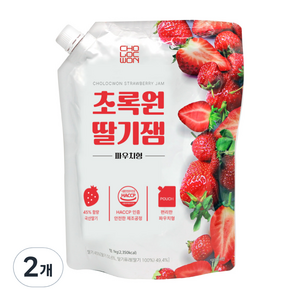 초록원 딸기잼 파우치형, 1kg, 2개